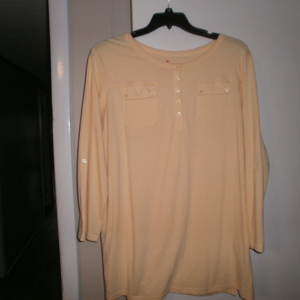 Woman within yellow women's top long sleeves